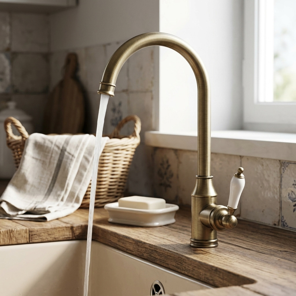 Aquanello Heritage Manor Nostalgische Keukenkraan Brons Eengreeps BN-9001-HM
